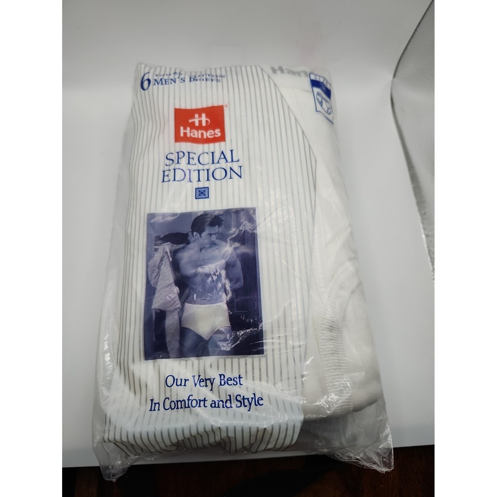 Vintage 1996 Hanes special Edition Briefs-6 Pack Size 38-Made in USA-NOS Sealed